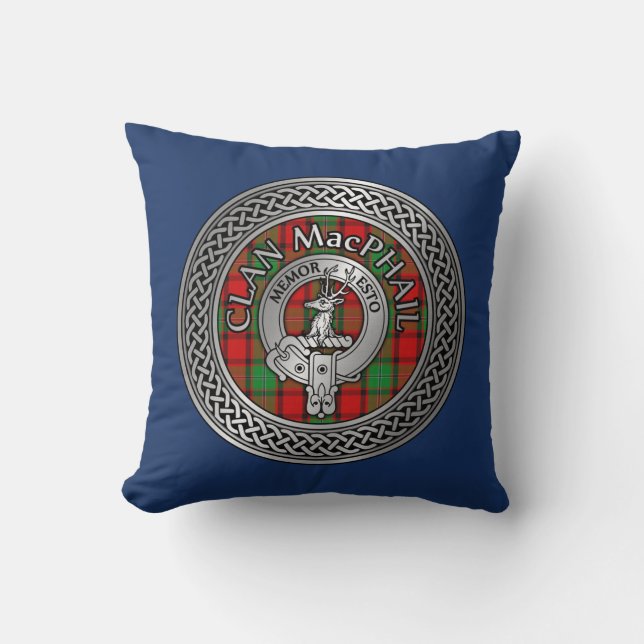 Clan MacPhail Wappen & Tartan Knot Kissen (Vorderseite)