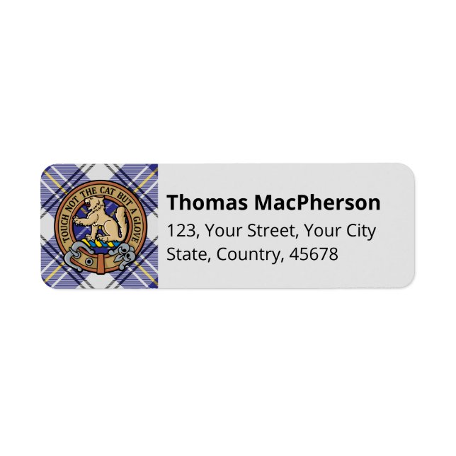 Clan MacPherson Blue Dress Tartan Label (Vorne)