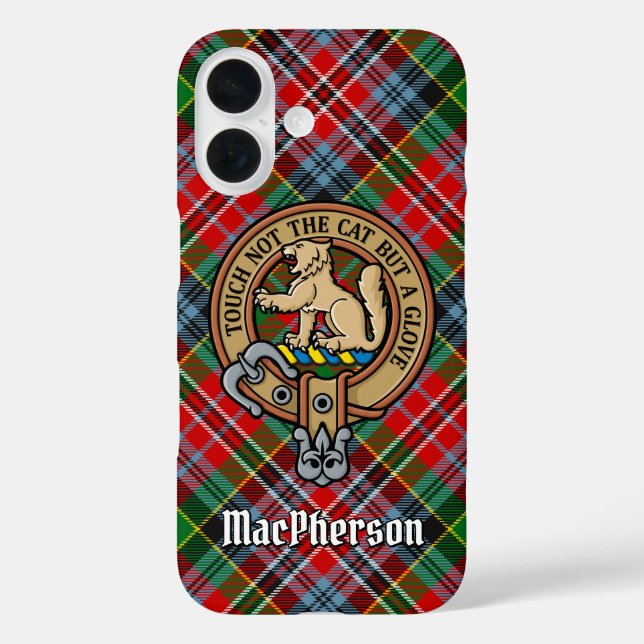 Clan MacPherson Crest sur Tartan coque iphone (Verso)