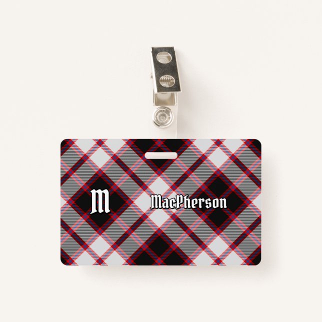 Clan MacPherson Jagd Tartan Abzeichen Ausweis (Vorderseite mit Klammer)
