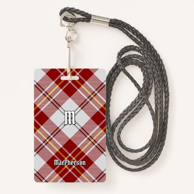 Clan MacPherson Red Dress Tartan Abzeichen Ausweis (Vorderseite mit Schlüsselband)