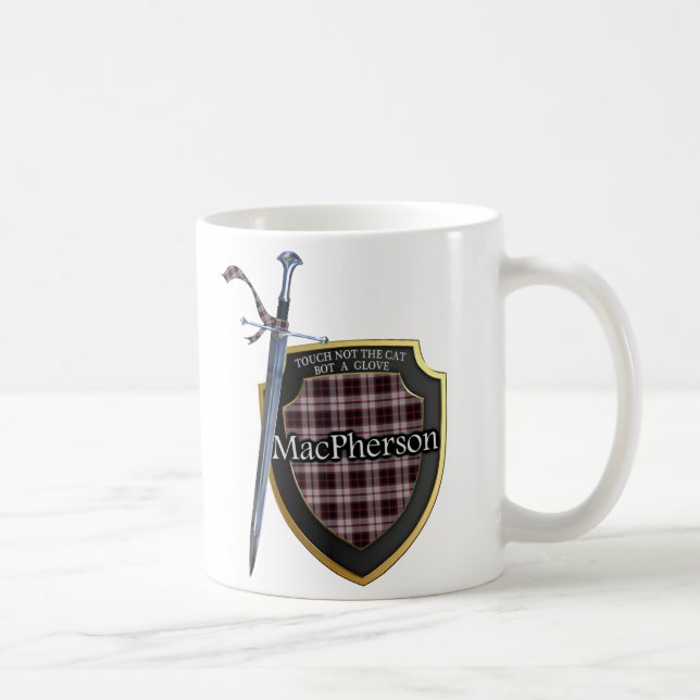 Clan MacPherson Tartan Sword & Shield Cup Tasse (Rechts)