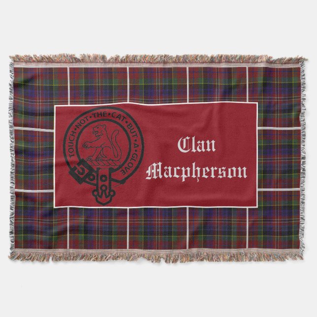 Clan Macpherson Wappen Abzeichen & Tartan Throw Decke (Vorderseite)
