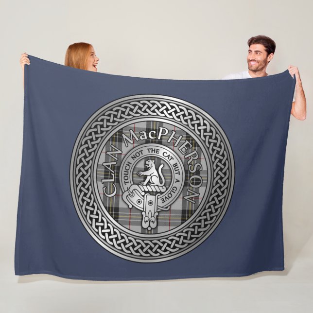 Clan MacPherson Wappen & Tartan Knot Fleecedecke (Beispiel)