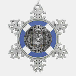 Clan MacPherson Wappen & Tartan Knot Schneeflocken Zinn-Ornament