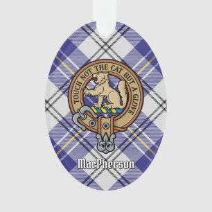 Clan MacPherson Wappen über Blue Dress Tartan Ornament