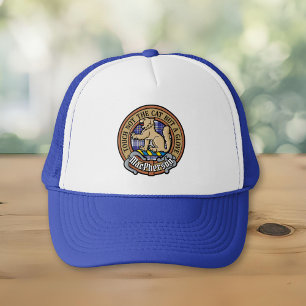 Clan MacPherson Wappen über Blue Dress Tartan Truckerkappe