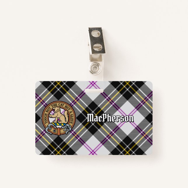 Clan MacPherson Wappen über Dress Tartan Ausweis (Vorderseite mit Klammer)