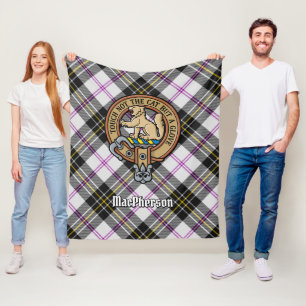 Clan MacPherson Wappen über Dress Tartan Fleecedecke
