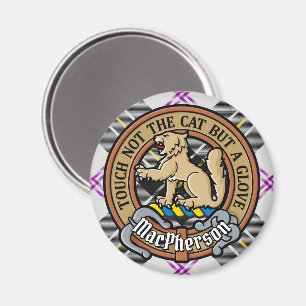 Clan MacPherson Wappen über Dress Tartan Magnet