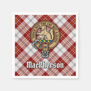 Clan MacPherson Wappen über Dress Tartan Serviette