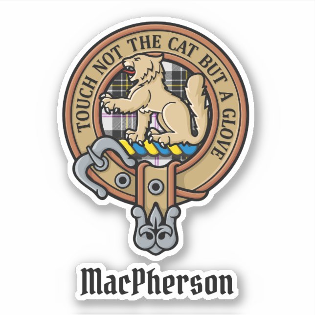 Clan MacPherson Wappen über Dress Tartan Sticker (Vorderseite)
