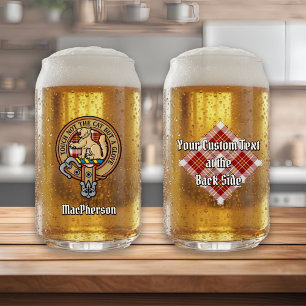 Clan MacPherson Wappen über Red Dress Tartan Dosenglas