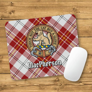 Clan MacPherson Wappen über Red Dress Tartan Mousepad