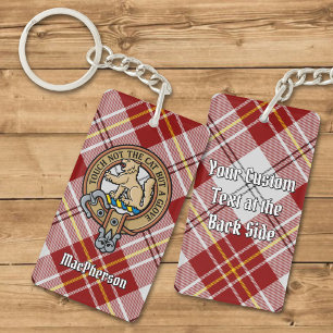 Clan MacPherson Wappen über Red Dress Tartan Schlüsselanhänger