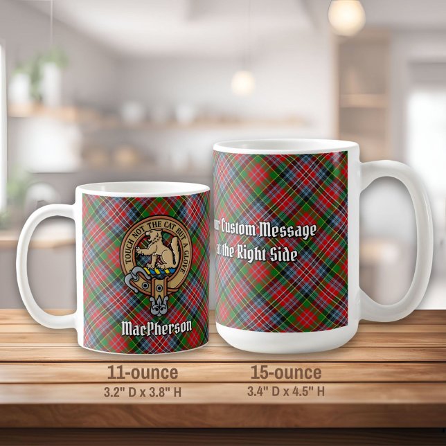 Clan MacPherson Wappen über Red Tartan Kaffeetasse (Von Creator hochgeladen)
