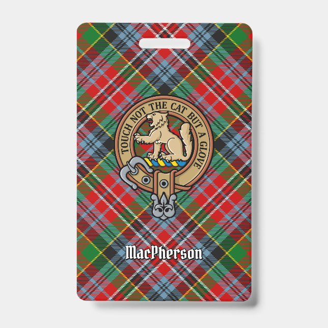 Clan MacPherson Wappen über Tartan Ausweis (Vorderseite)