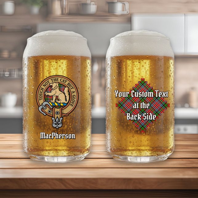 Clan MacPherson Wappen über Tartan Dosenglas (Von Creator hochgeladen)