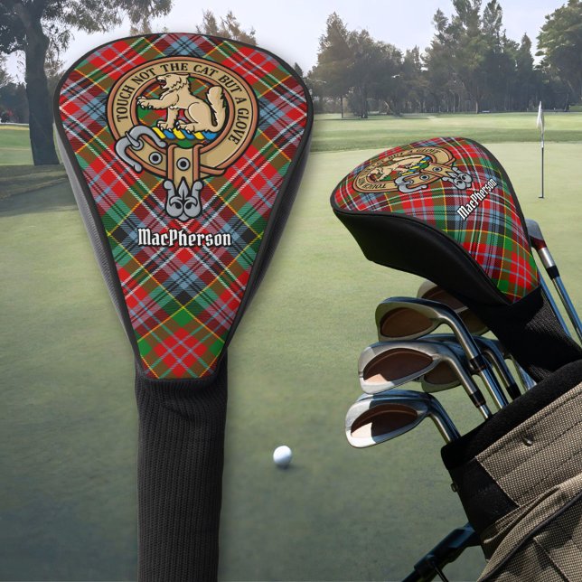 Clan MacPherson Wappen über Tartan Golf Headcover (Von Creator hochgeladen)
