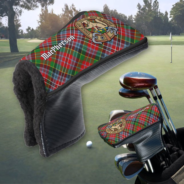 Clan MacPherson Wappen über Tartan Golf Headcover (Von Creator hochgeladen)