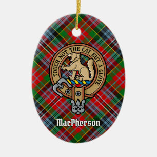 Clan MacPherson Wappen über Tartan Keramik Ornamen Ornament