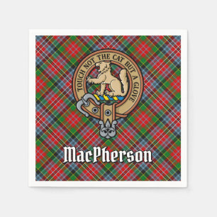 Clan MacPherson Wappen über Tartan Serviette