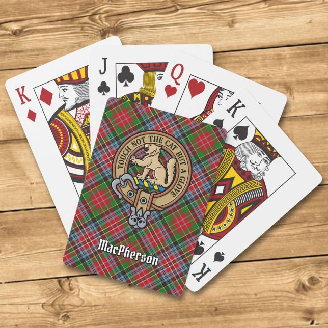 Clan MacPherson Wappen über Tartan Spielkarten (Von Creator hochgeladen)