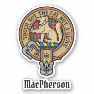 Clan MacPherson Wappen über Tartan Sticker
