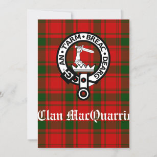 Clan MacQuarrie Tartan und Wappen Gruß Karte