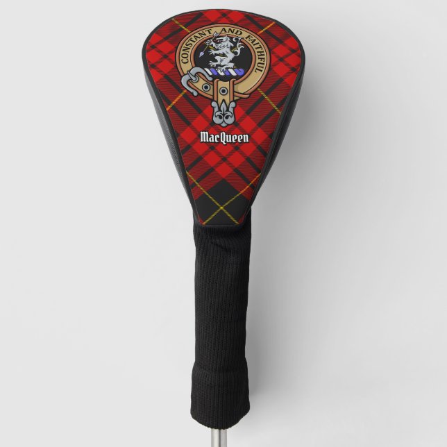 Clan MacQueen Crest über Tartan Golf Headcover (Vorderseite)