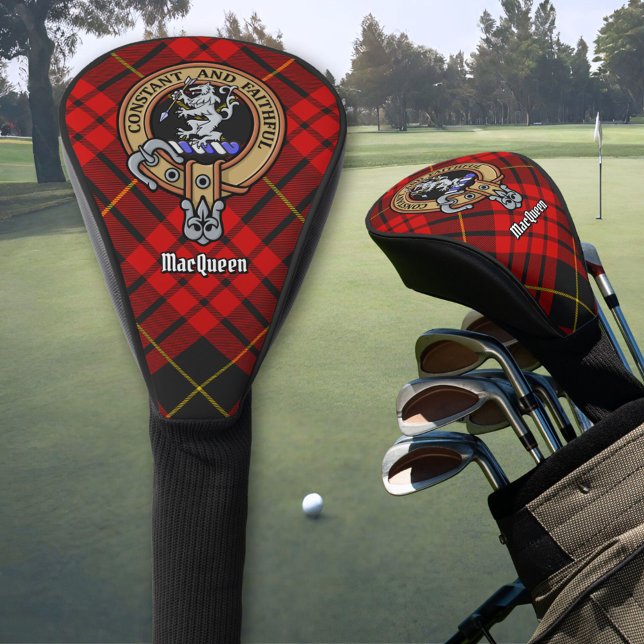 Clan MacQueen Crest über Tartan Golf Headcover (Von Creator hochgeladen)