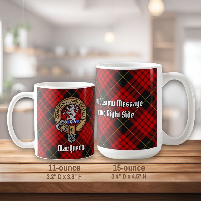Clan MacQueen Crest über Tartan Kaffeetasse (Von Creator hochgeladen)