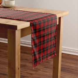 Clan MacQueen Red and Black Scottish Tartan Kurzer Tischläufer