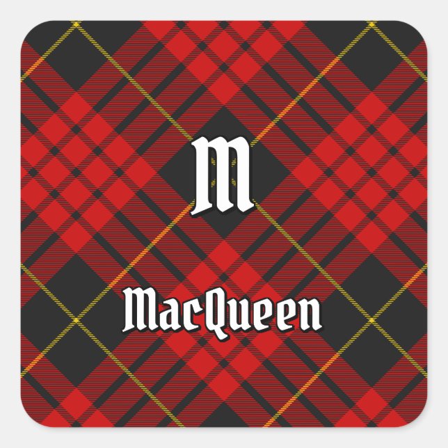 Clan MacQueen Tartan Quadratischer Aufkleber (Vorderseite)