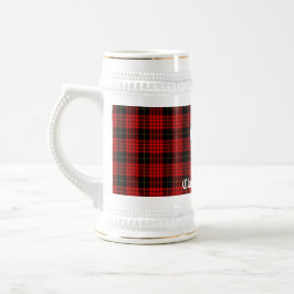 Clan MacQueen Wappen Abzeichen & Tartan Bierglas