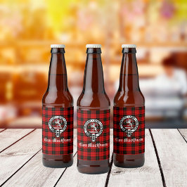 Clan MacQueen Wappen Abzeichen & Tartan Flasche Et Bierflaschenetikett
