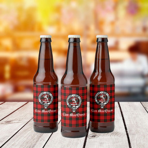 Clan MacQueen Wappen Abzeichen & Tartan Flasche Et Bierflaschenetikett