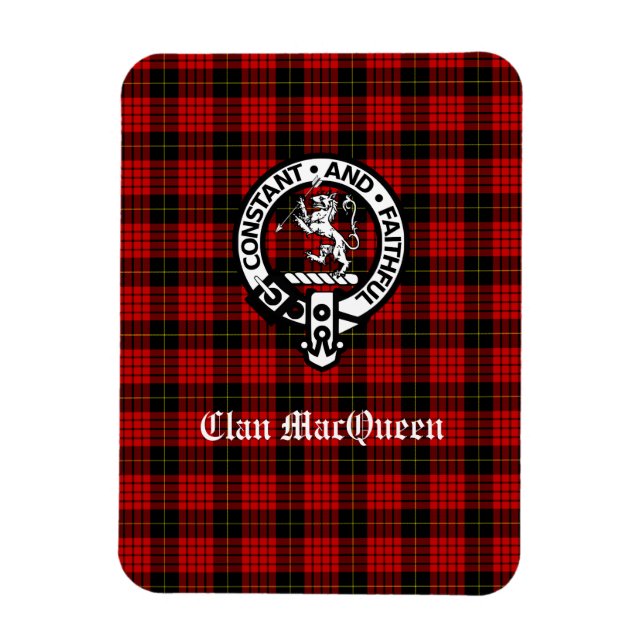 Clan MacQueen Wappen Abzeichen & Tartan Magnet (Vertikal)