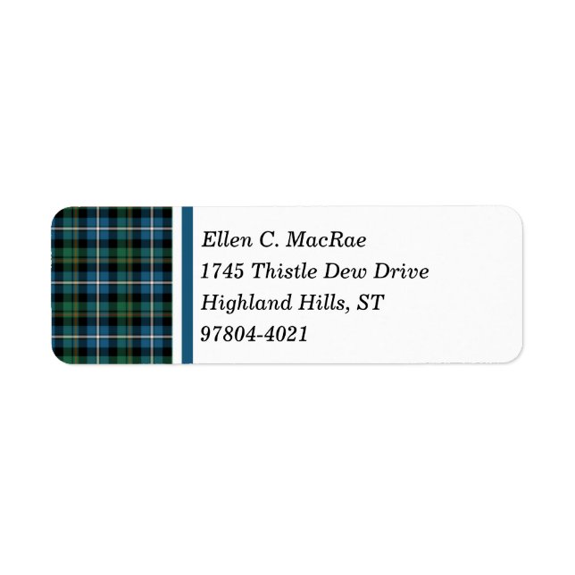 Clan MacRae Bright Blue und Green Hunting Tartan (Vorne)