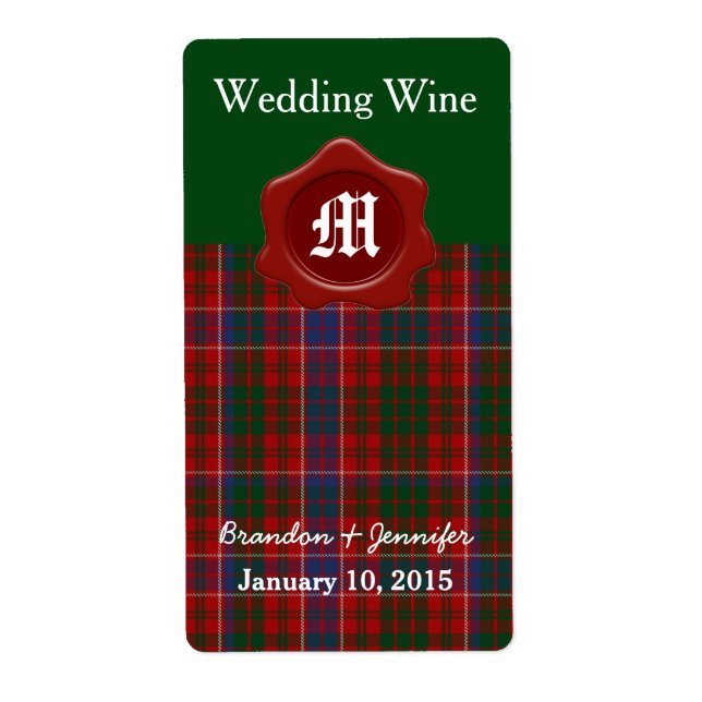 Clan MacRae Kariert Wedding Mini Wine Labels (Vorne)