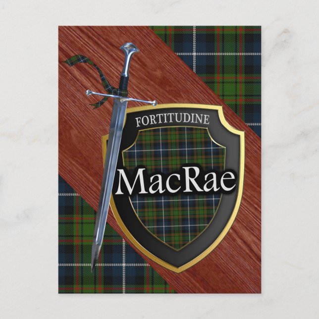 Clan MacRae Tartan Sword & Shield Postkarte (Vorderseite)