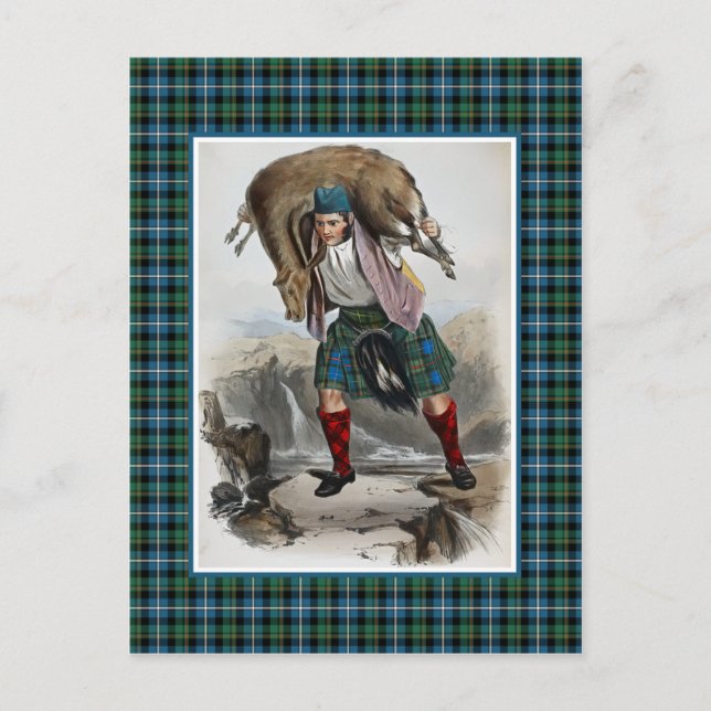 Clan MacRae Vintag Illustration Tartan Frame Postkarte (Vorderseite)