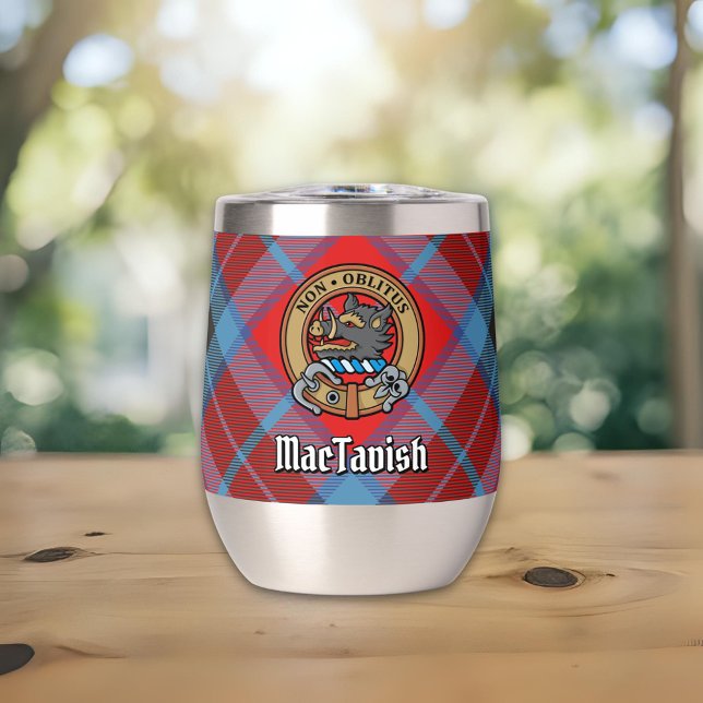Clan MacTavish Wappen über Tartan (Von Creator hochgeladen)