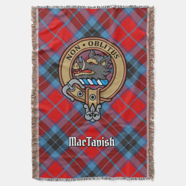 Clan MacTavish-Wappen über Tartan Decke (Vorderseite Vertikal)