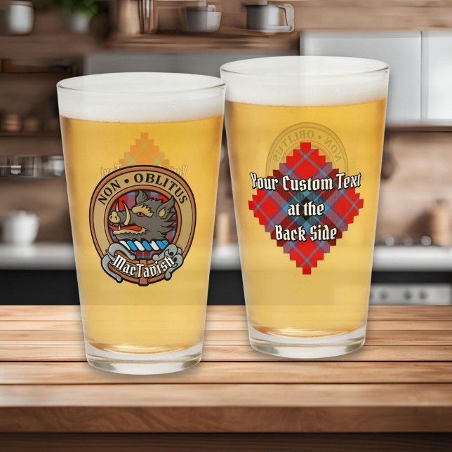 Clan MacTavish Wappen über Tartan Glas (Von Creator hochgeladen)