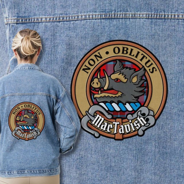 Clan MacTavish Wappen über Tartan Jeansjacke (Von Creator hochgeladen)