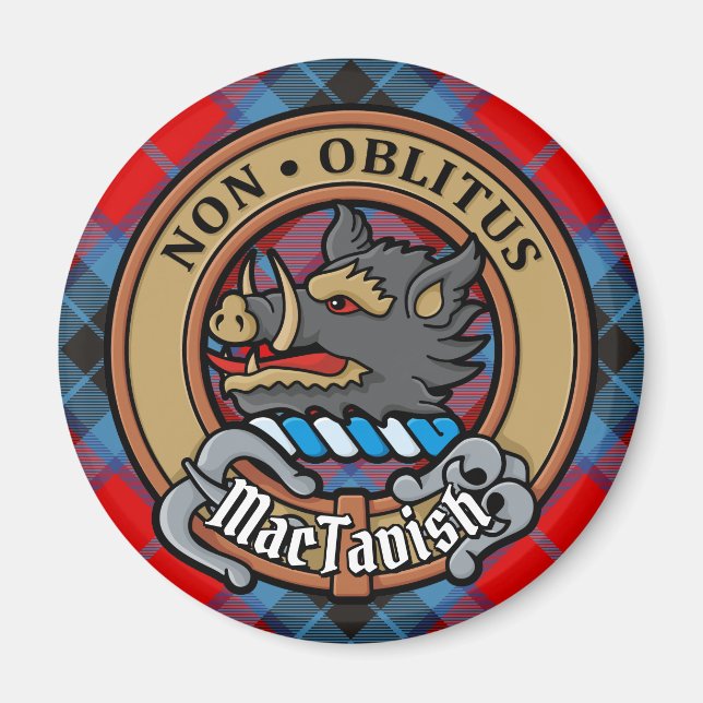Clan MacTavish Wappen über Tartan Magnet (Vorne)
