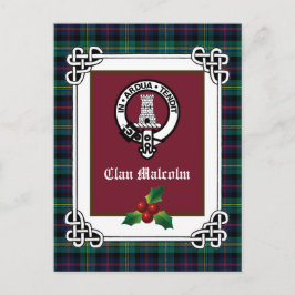 Clan Malcolm Crest Badge & Tartan Holiday Carte po