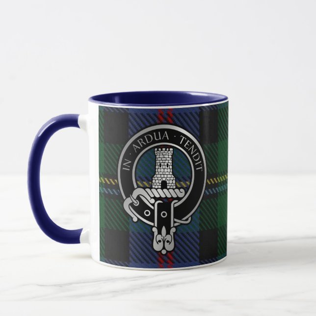 Clan Malcolm Crest & Tartan Mug (Gauche)