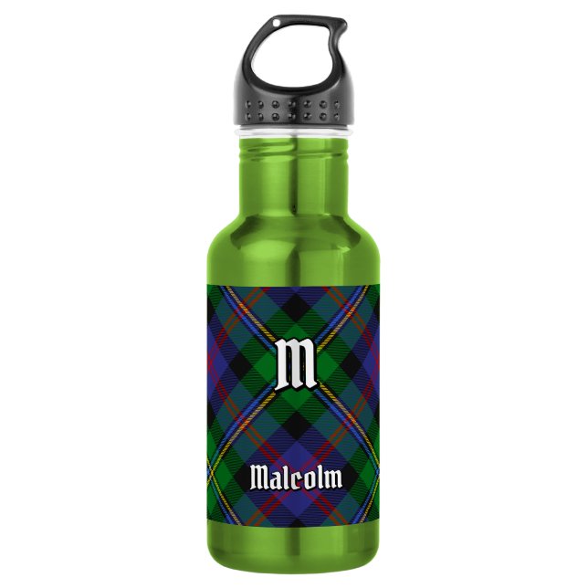 Clan Malcolm Tartan Edelstahlflasche (Vorderseite)